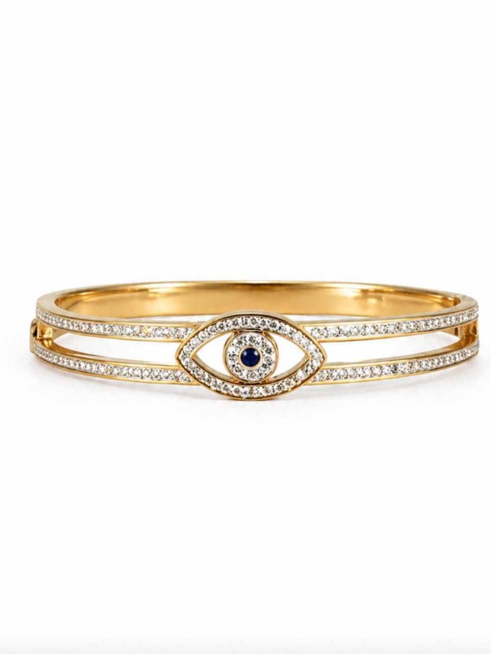 Gold Crystal Evil Eye Bangle Bracelet size 7